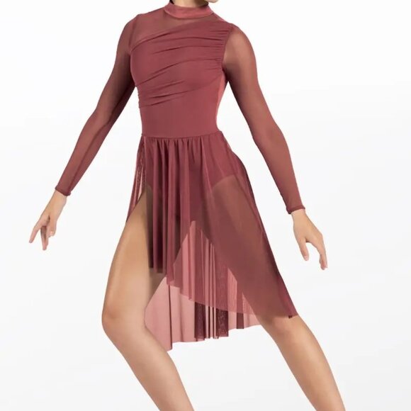 Weissman Asymmetrical Mock Neck Dress Dance Costume Bruises 12994 White Size M - Picture 3 of 11